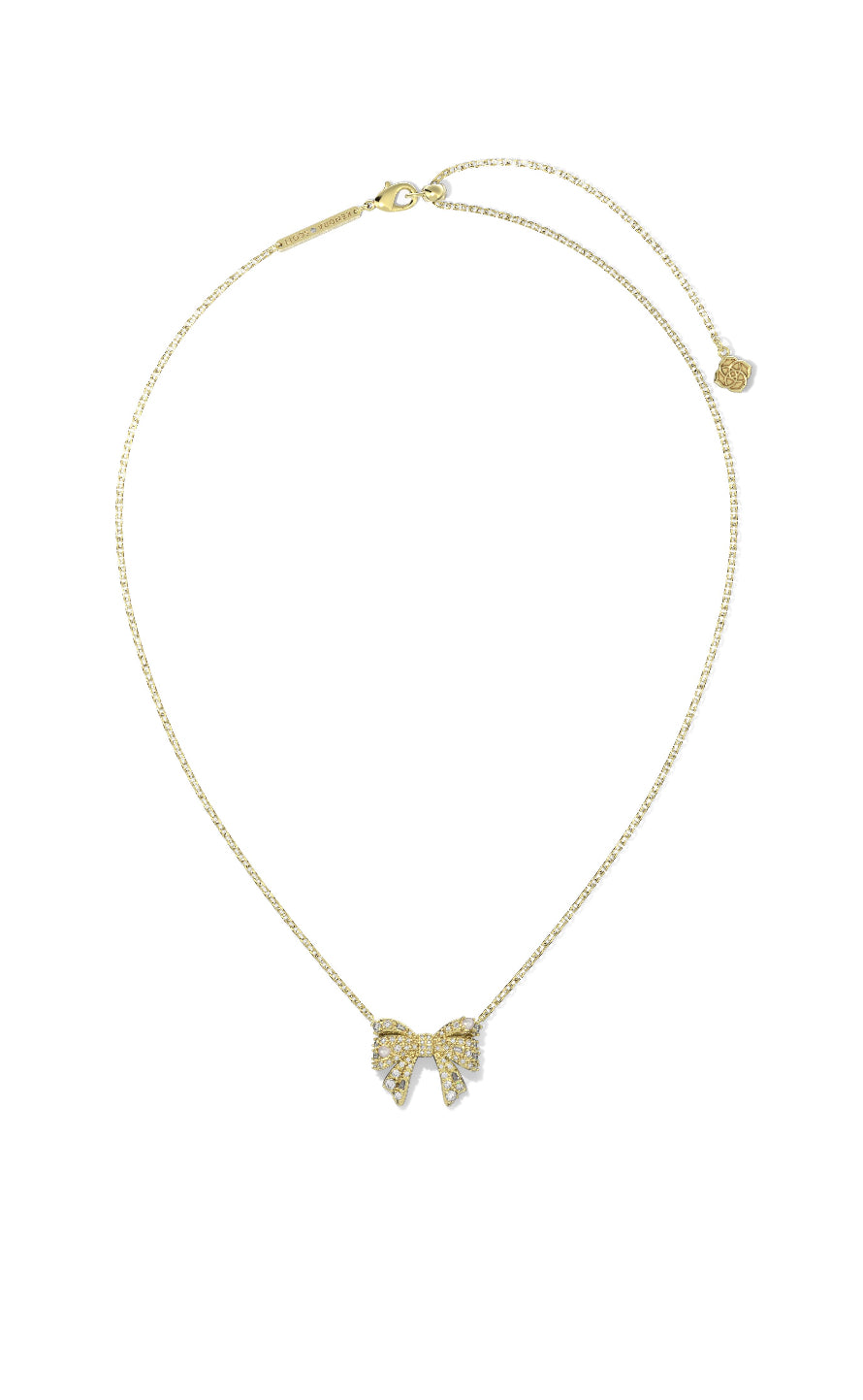 Kendra Scott: Krista Bow Short Pendant Necklace in Gold White Mix