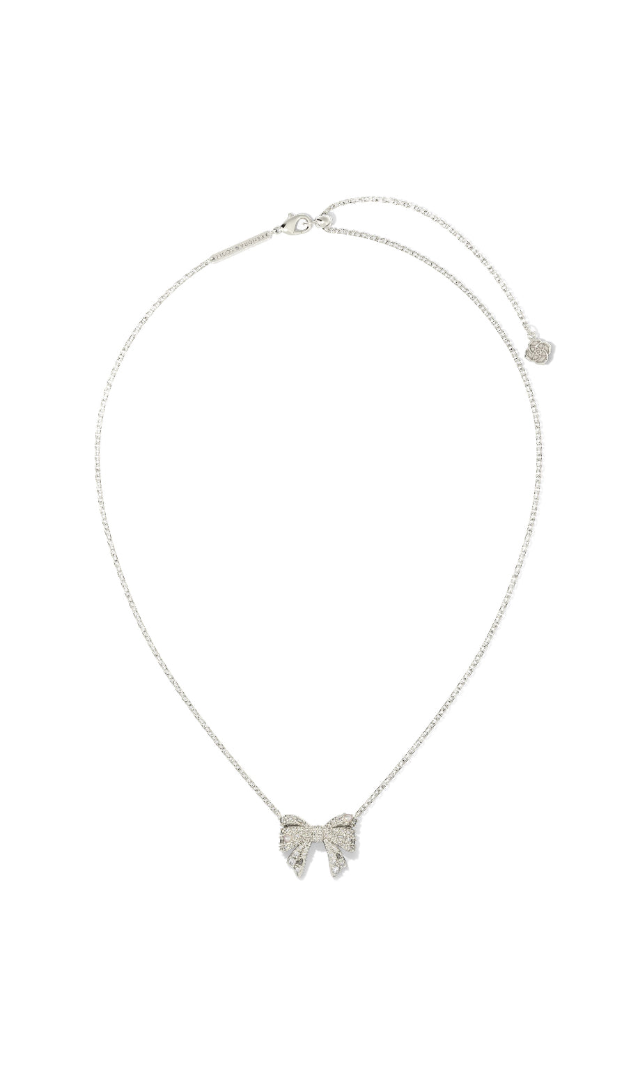Kendra Scott: Krista Bow Short Pendant Necklace in Silver White Mix