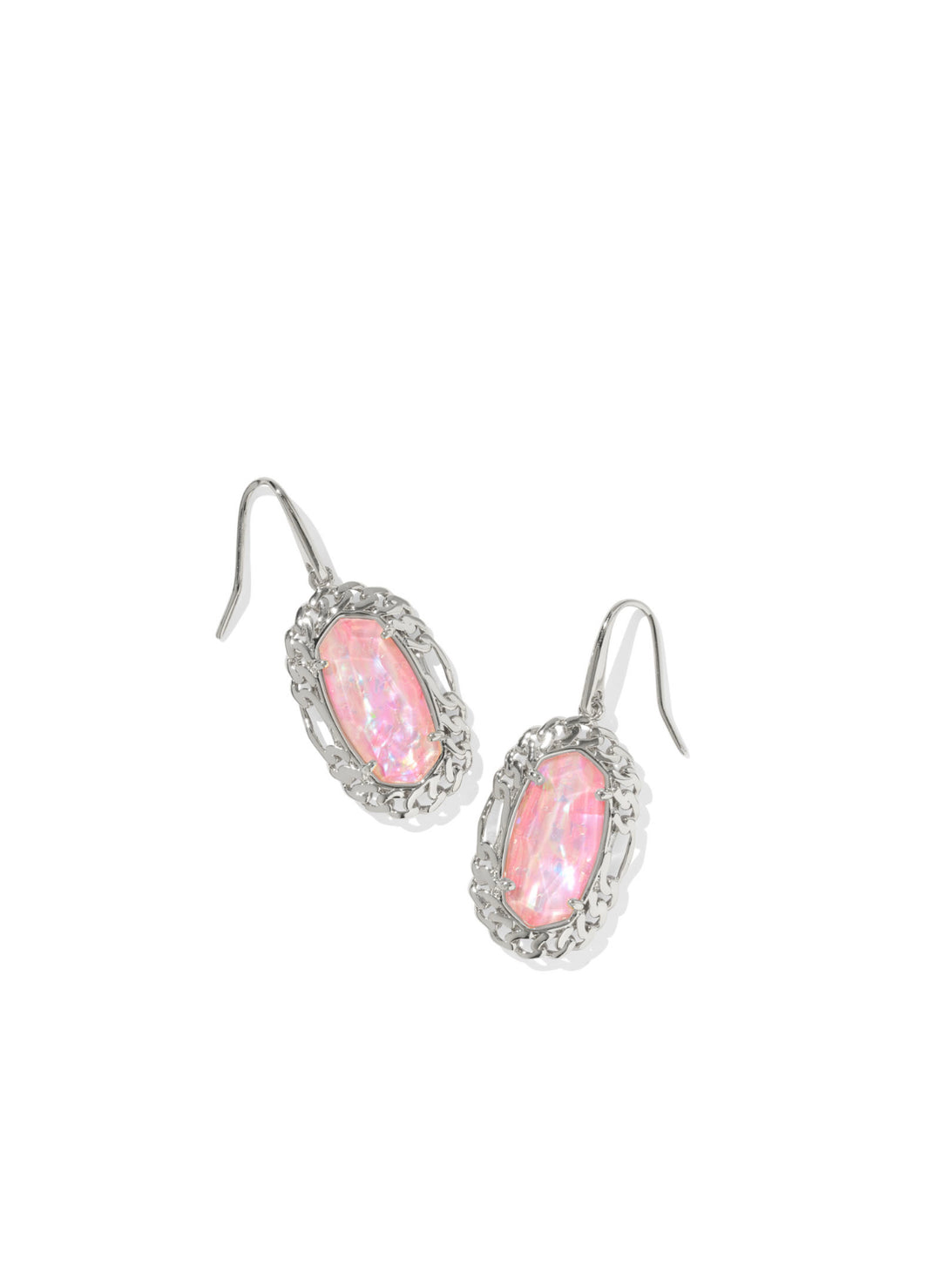Kendra Scott: Dani Figaro Drop Earrings in Silver Pink Iridescent MOP