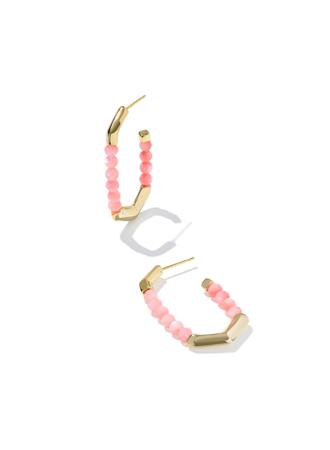 Kendra Scott: Sylvia Hoop Earrings in Gold Pink Chalcedony