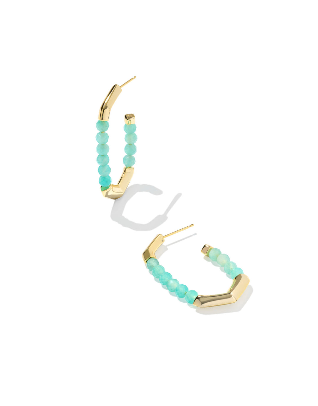 Kendra Scott: Sylvia Hoop Earrings in Gold Teal Amazonite