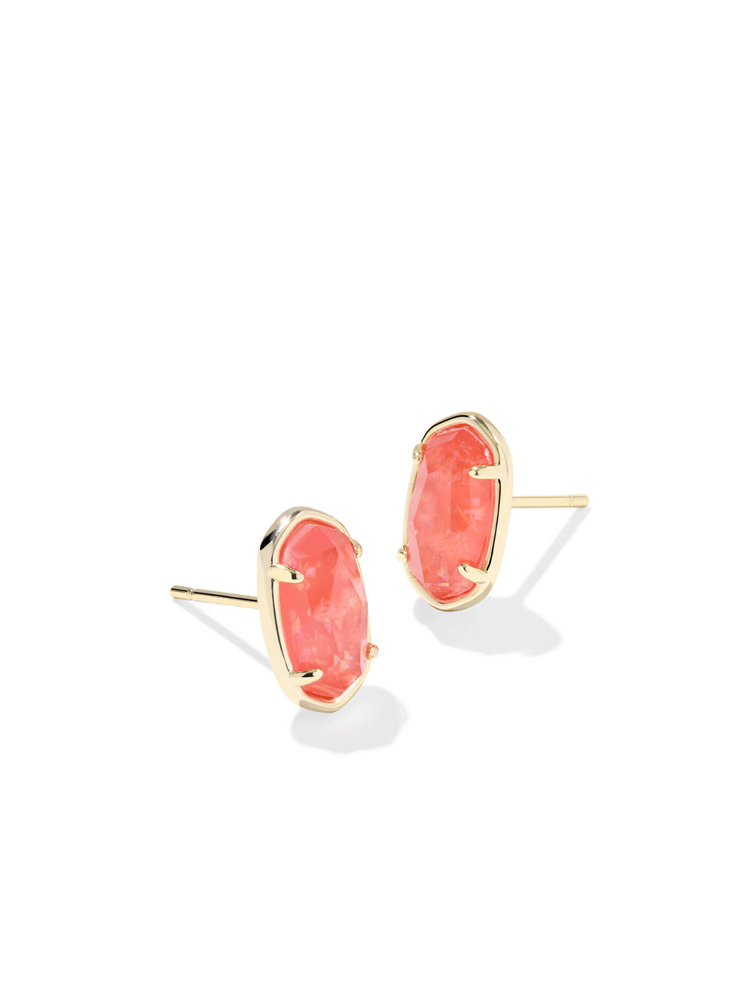 Kendra Scott: Grayson Stone Stud Earrings in Gold Papaya Iridescent MOP