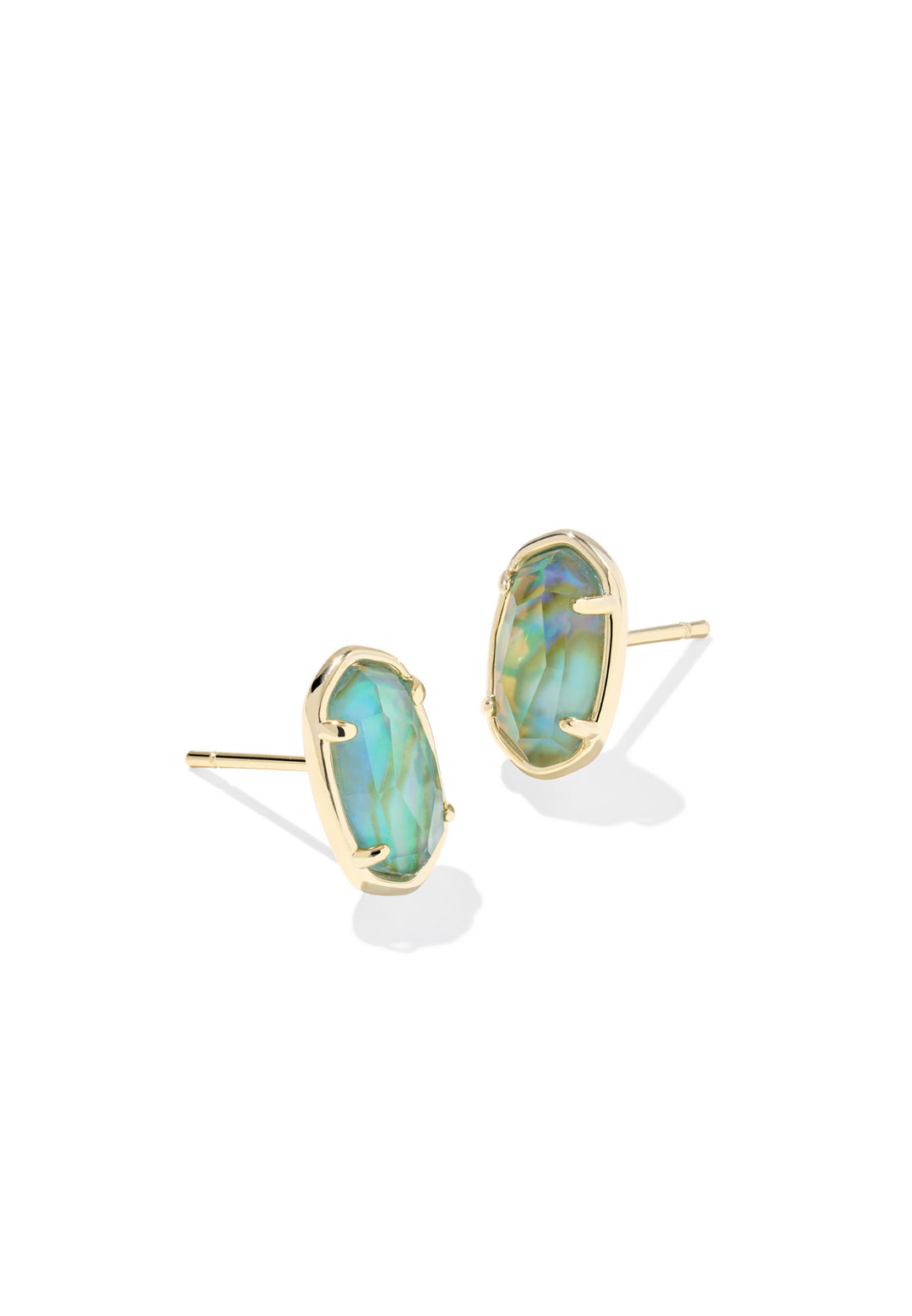 Kendra Scott: Grayson Stone Stud Earrings in Gold Deep Aqua Illusion