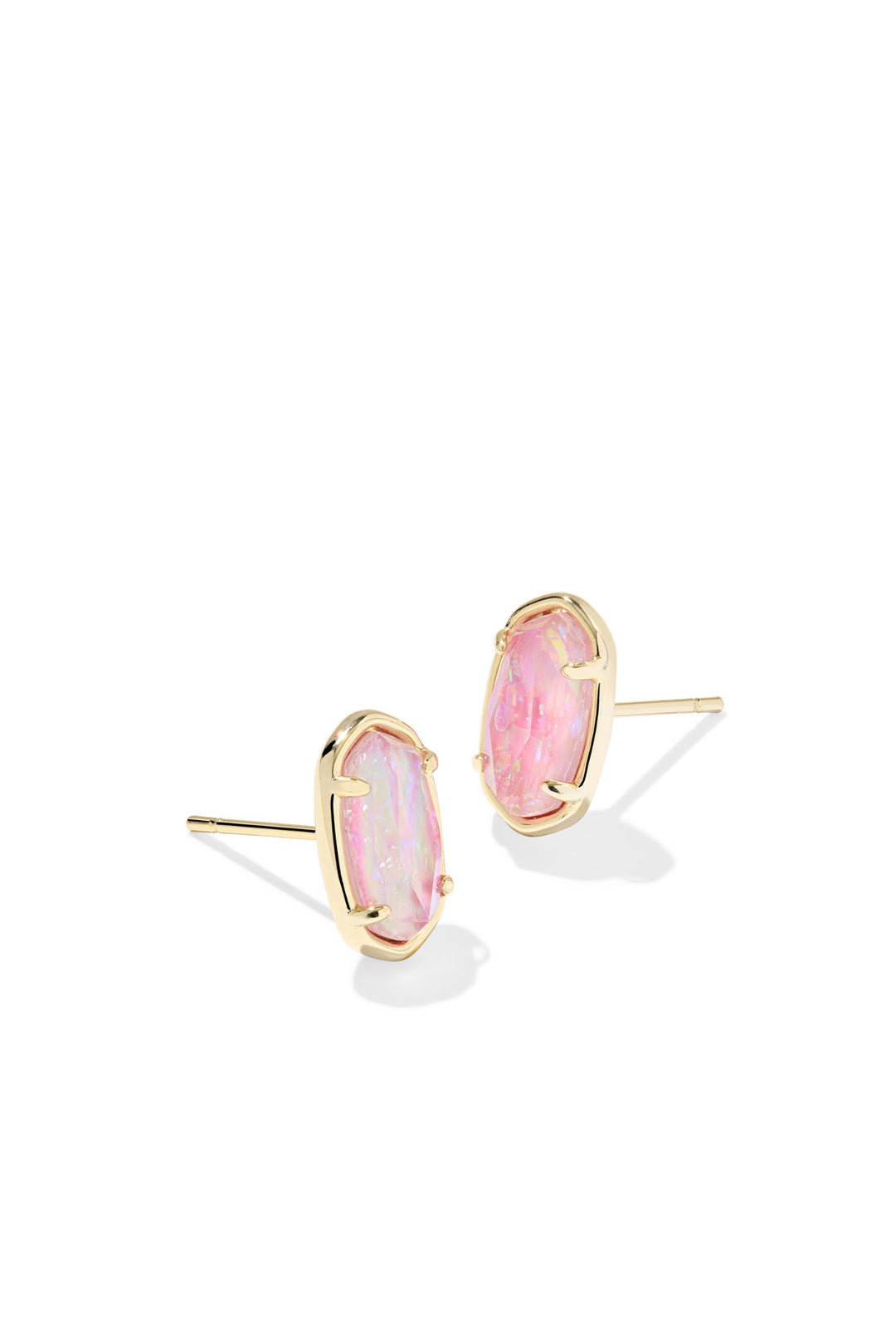 Kendra Scott: Grayson Stone Stud Earrings in Gold Pink Iridescent MOP