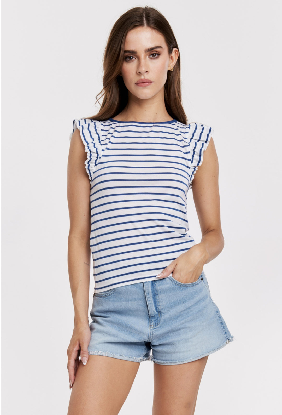 Another Love: Akiko Top in Navy/White