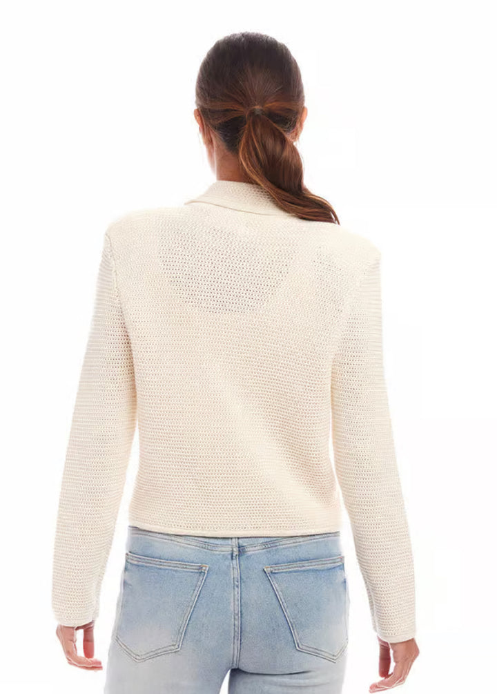 Karen Kane: Button Up Blazer Sweater in Cream