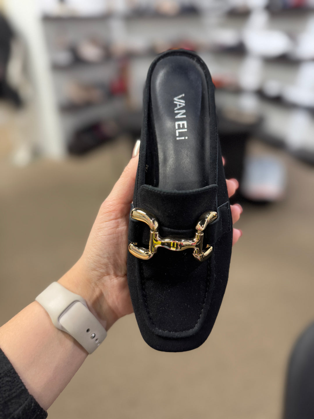 Vaneli: Shaine Black Suede Mule