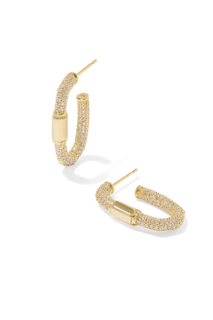 Kendra Scott: Emery Hoop Earrings in White Crystal