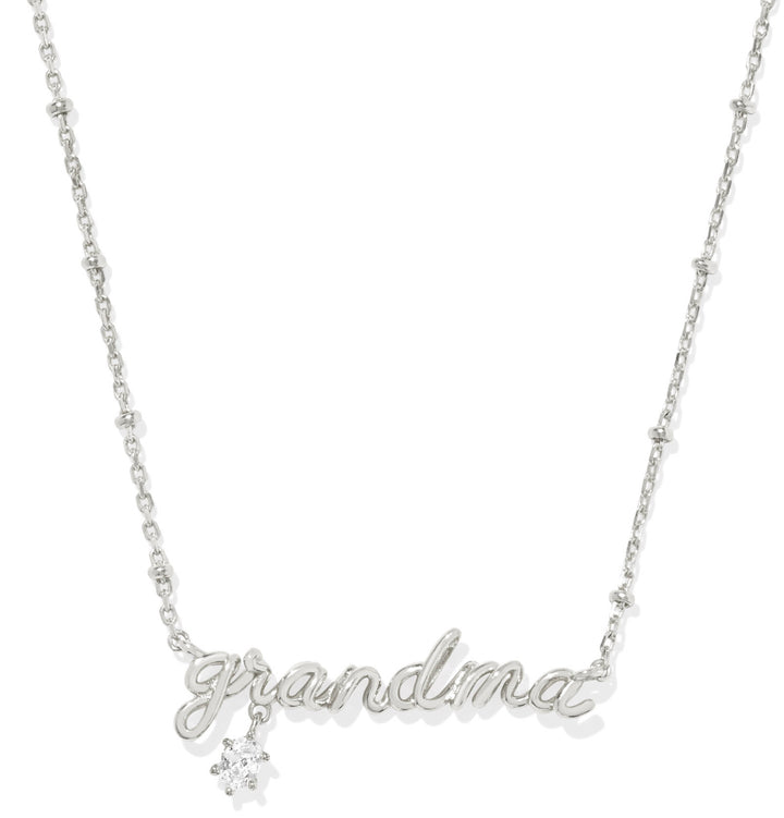 Kendra Scott: GRANDMA Crystal Short Pendant Necklace in Silver