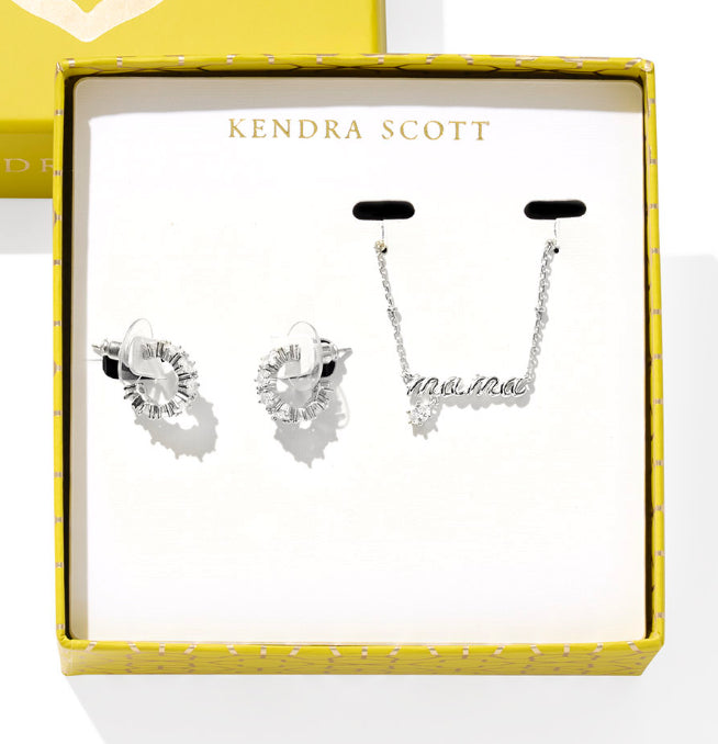 Kendra Scott: Mama Necklace and Cailin Earring Gift Set in Silver