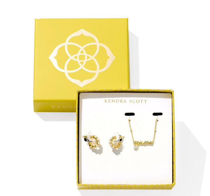 Kendra Scott: Mama Necklace and Cailin Earrings in Gold Gift Set