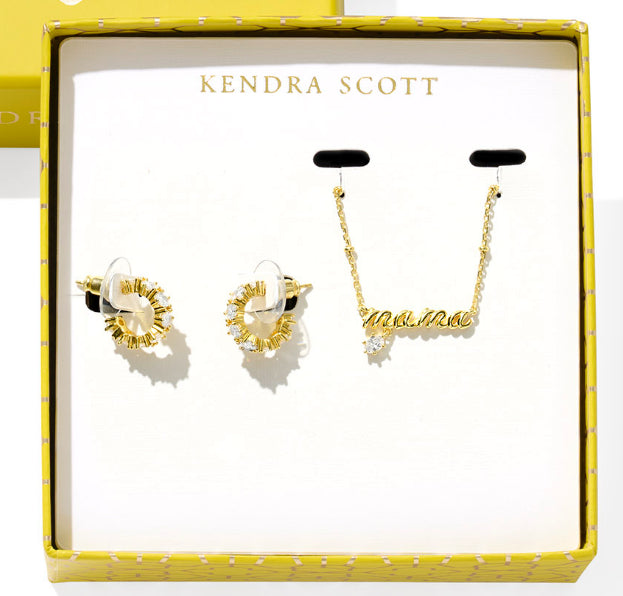 Kendra Scott: Mama Necklace and Cailin Earrings in Gold Gift Set