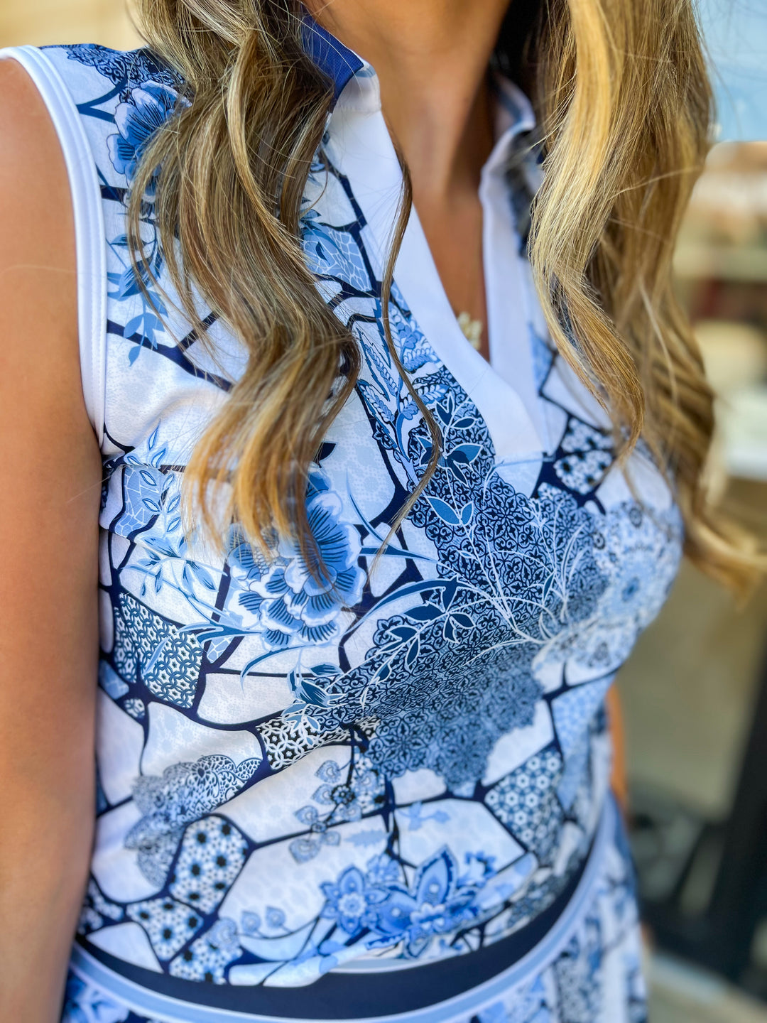 Johnny Was: Bee Active Basic Polo Tank in Moonlight Glass