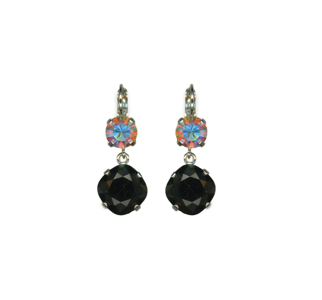 Mariana: Cushion & Round Leverback Earrings "Obsidian Shores"