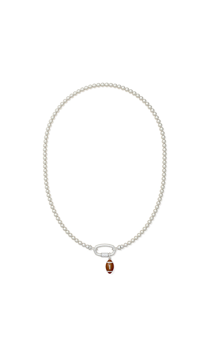 Kendra Scott: Football Metal Strand Necklace in Silver White Crystal