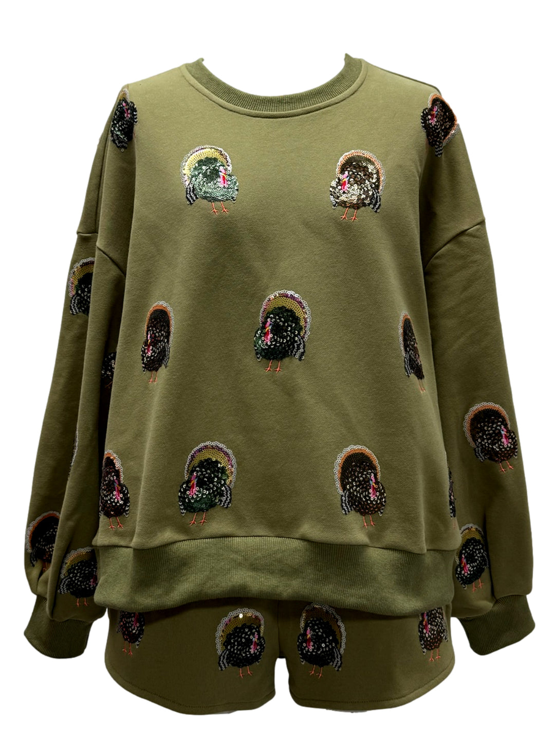 Queen of Sparkles: Scattered Turkey in Olive Green