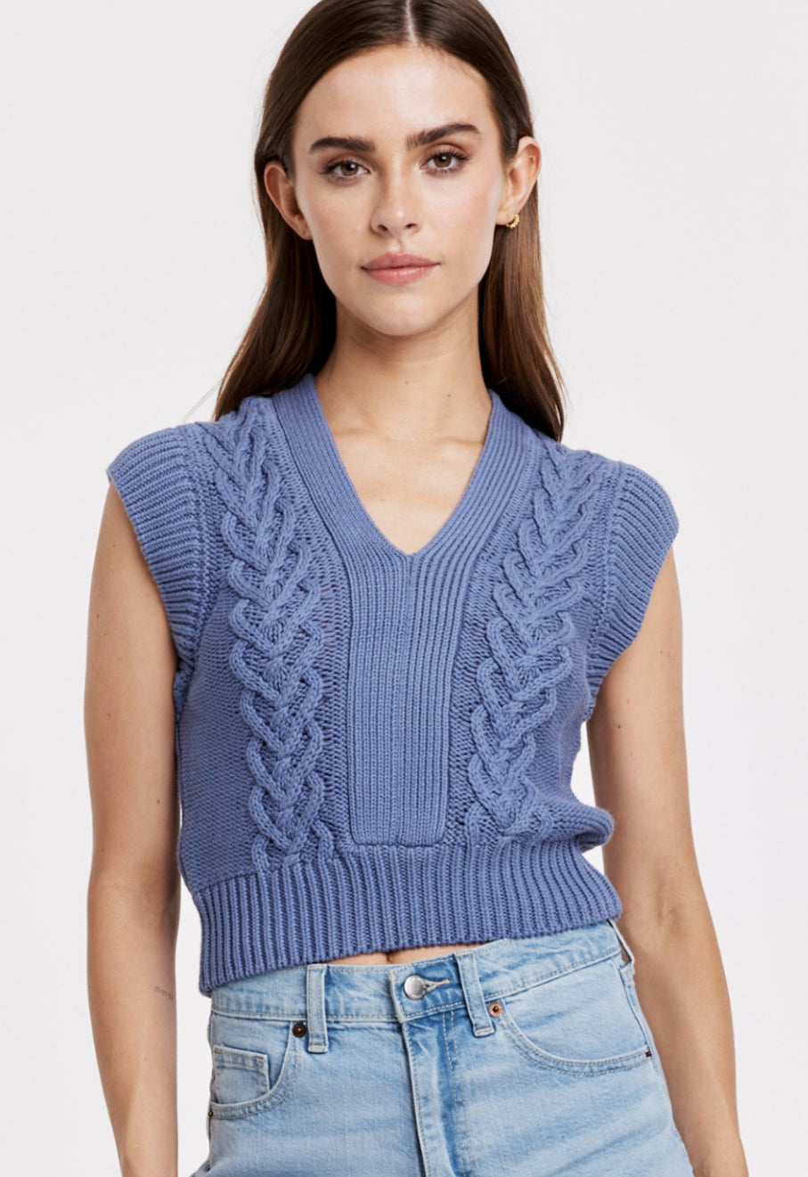 Another Love: Emberly Knit Top in Stormy Blue
