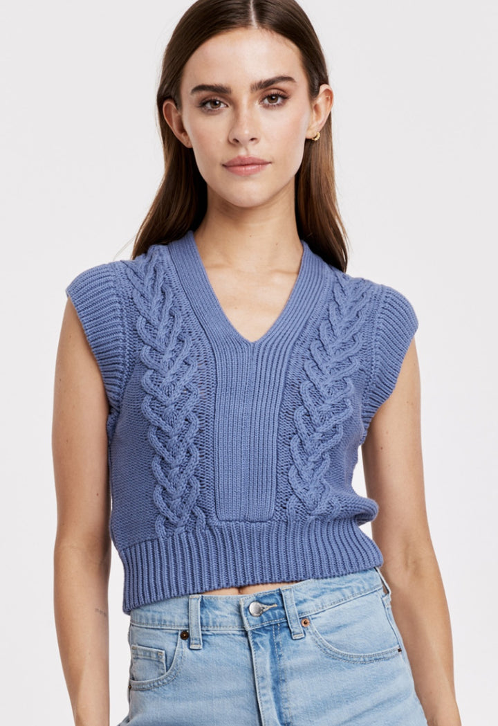 Another Love: Emberly Knit Top in Stormy Blue