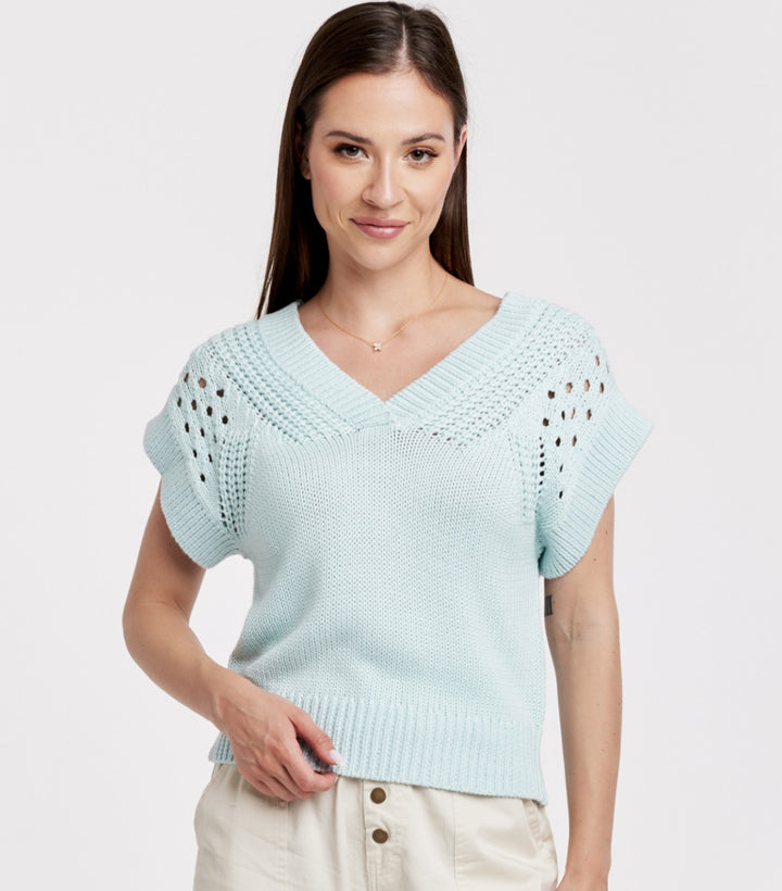 Another Love: Renata Knit Top in Aquamarine