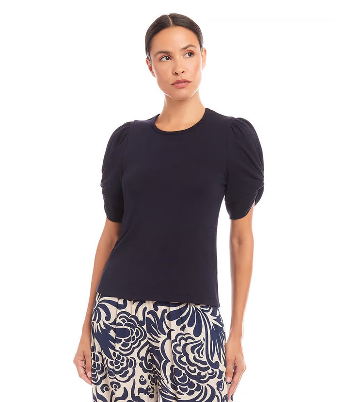 Karen Kane: Twist Sleeve Tee in Navy 1L05527