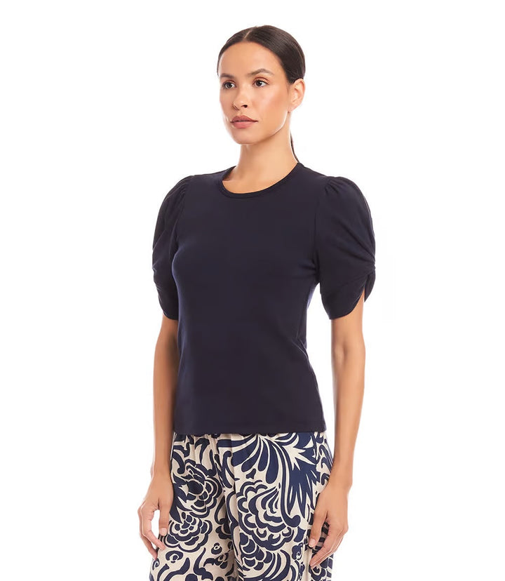 Karen Kane: Twist Sleeve Tee in Navy 1L05527
