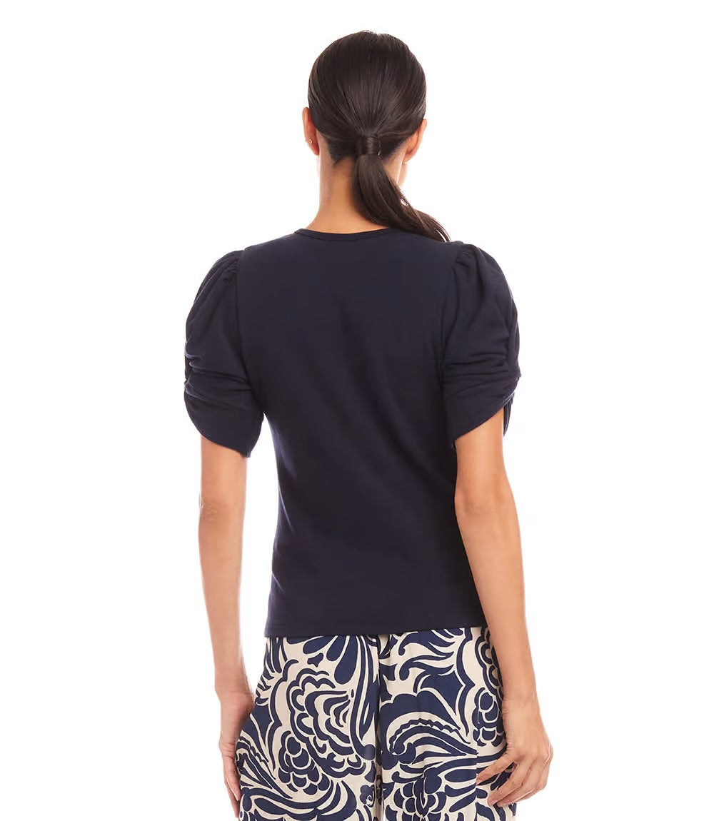 Karen Kane: Twist Sleeve Tee in Navy 1L05527
