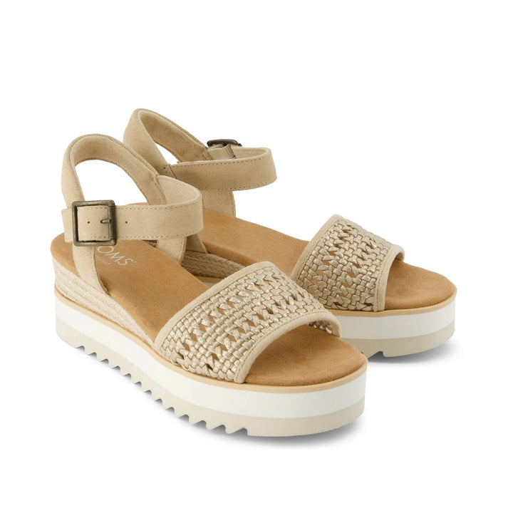 Toms: Diana Sandals in Champagne Gold Metallic Weave