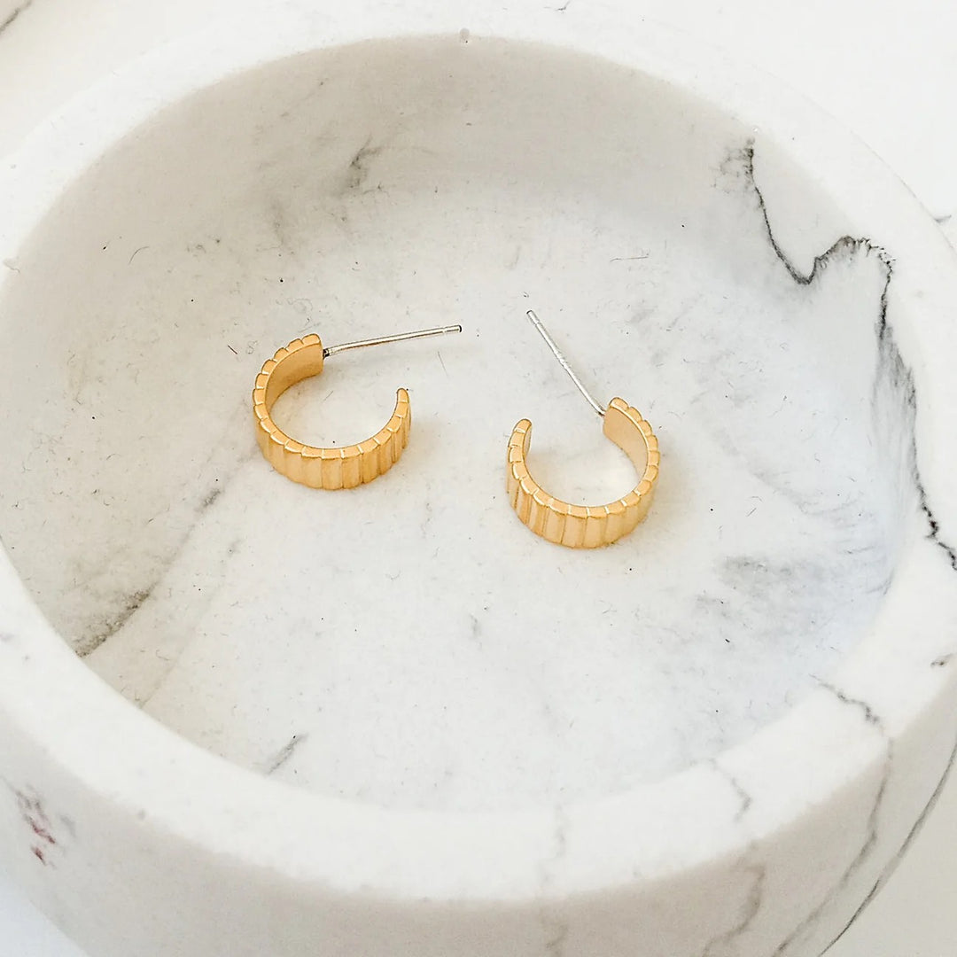 Virtue: Mini Gear Hoops in Gold