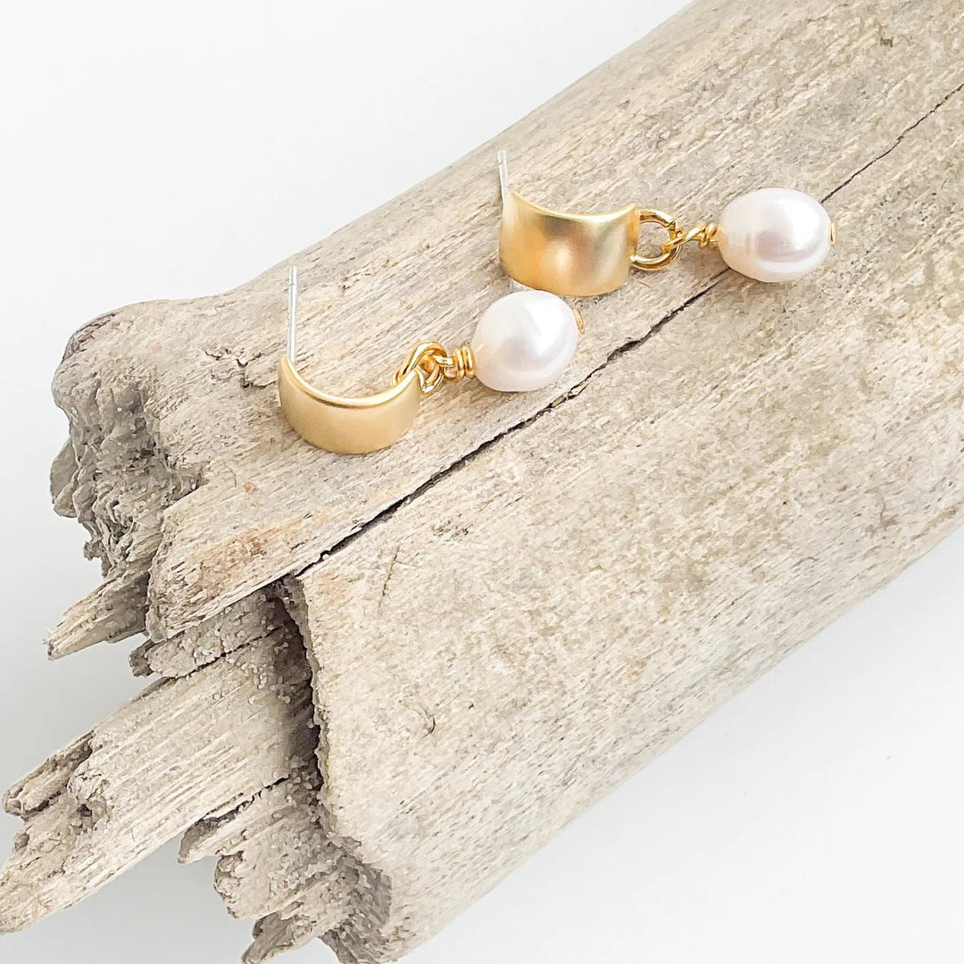 Virtue: Pearl Semi Hoop Earrings