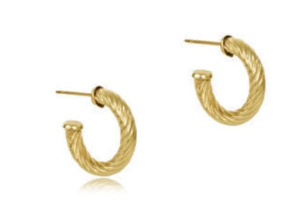 Enewton: Round Gold Post Hoops Textured Twist