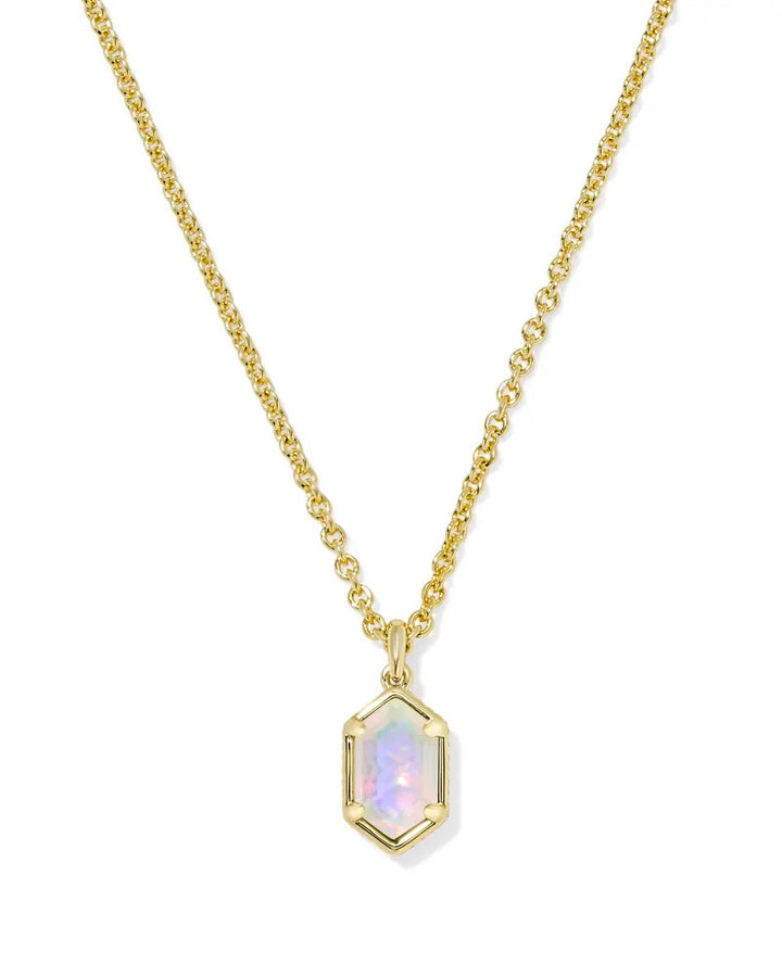 Kendra Scott: Hallie Short Pendant Necklace in Gold Opalite Illusion