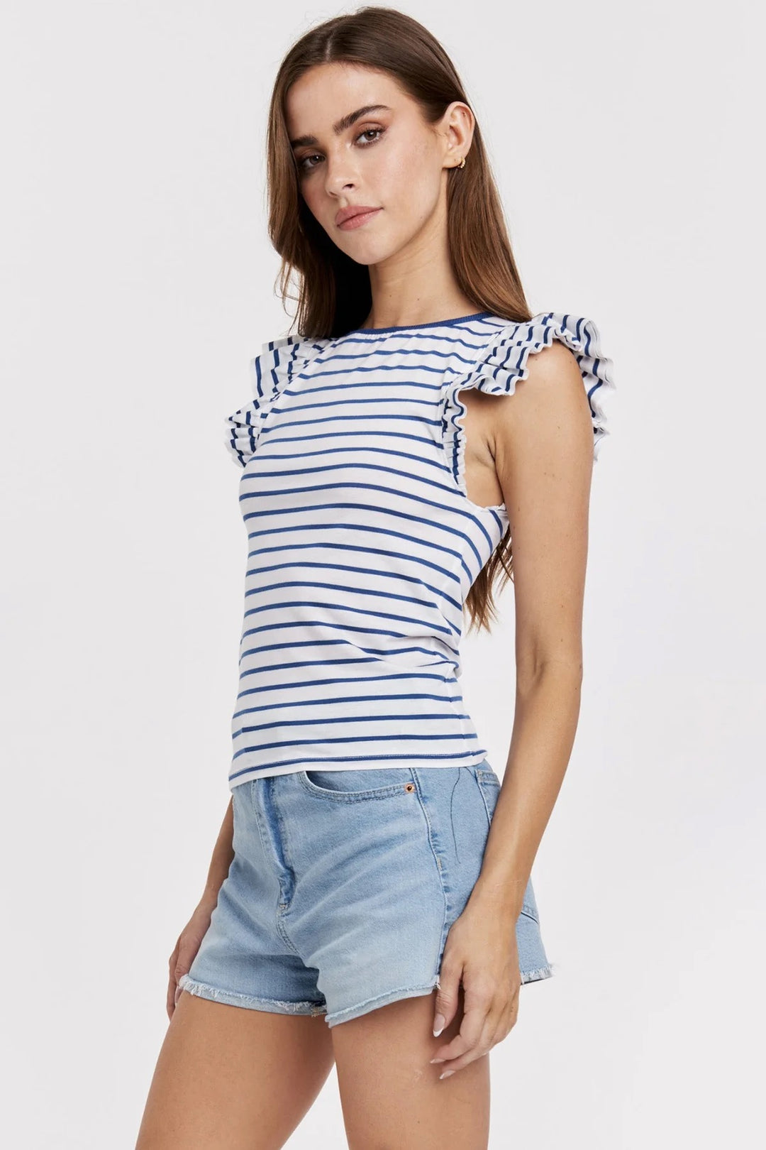 Another Love: Akiko Top in Navy/White