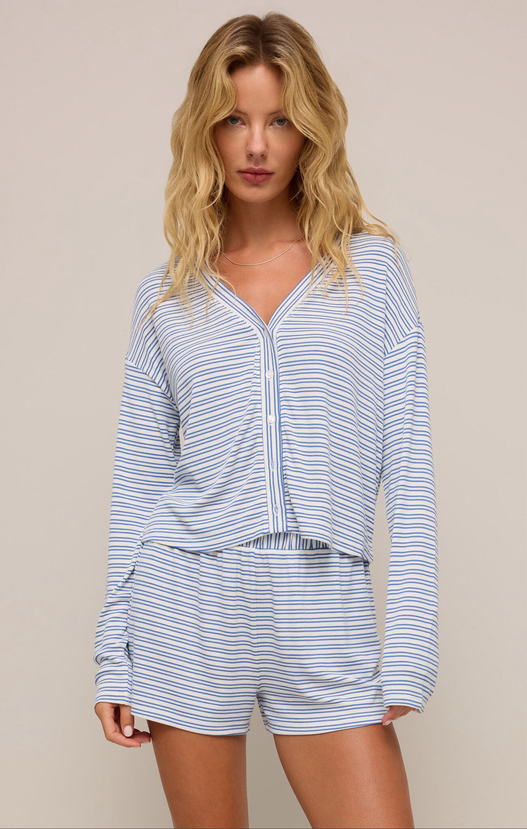 Z Supply: Mara Stripe Pajama Cardigan in Vanilla Ice