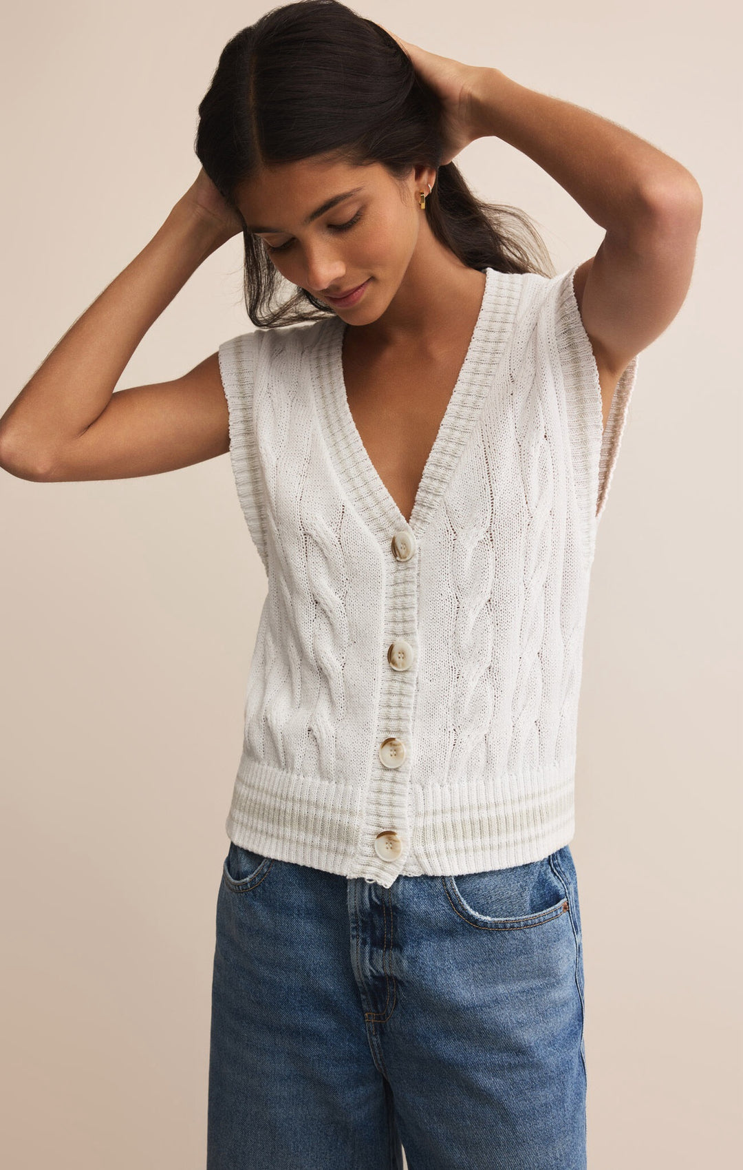 Z Supply: Fairway Knit Vest in White