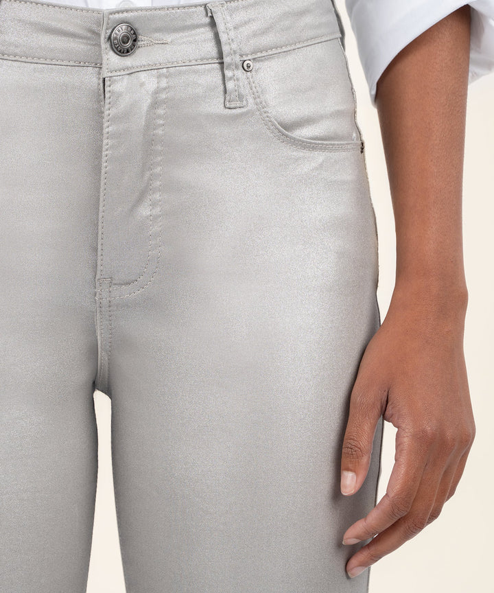 Kut: Charlize High Rise Fab Ab Cigarette Leg Raw Hem in Dark Silver