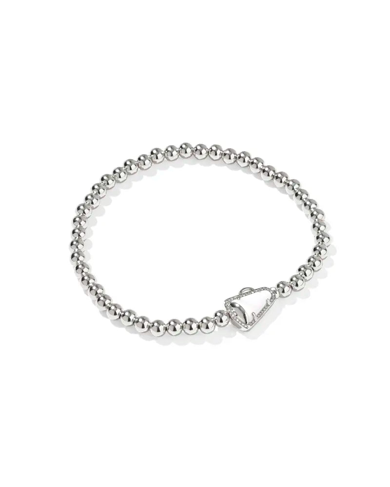 Kendra Scott: Cheer Stretch Bracelet in White Mother Of Pearl in Silver