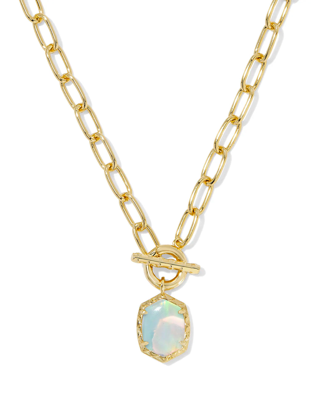 Kendra Scott: Daphne Link Chain Necklace in Gold White Opalescent Resin