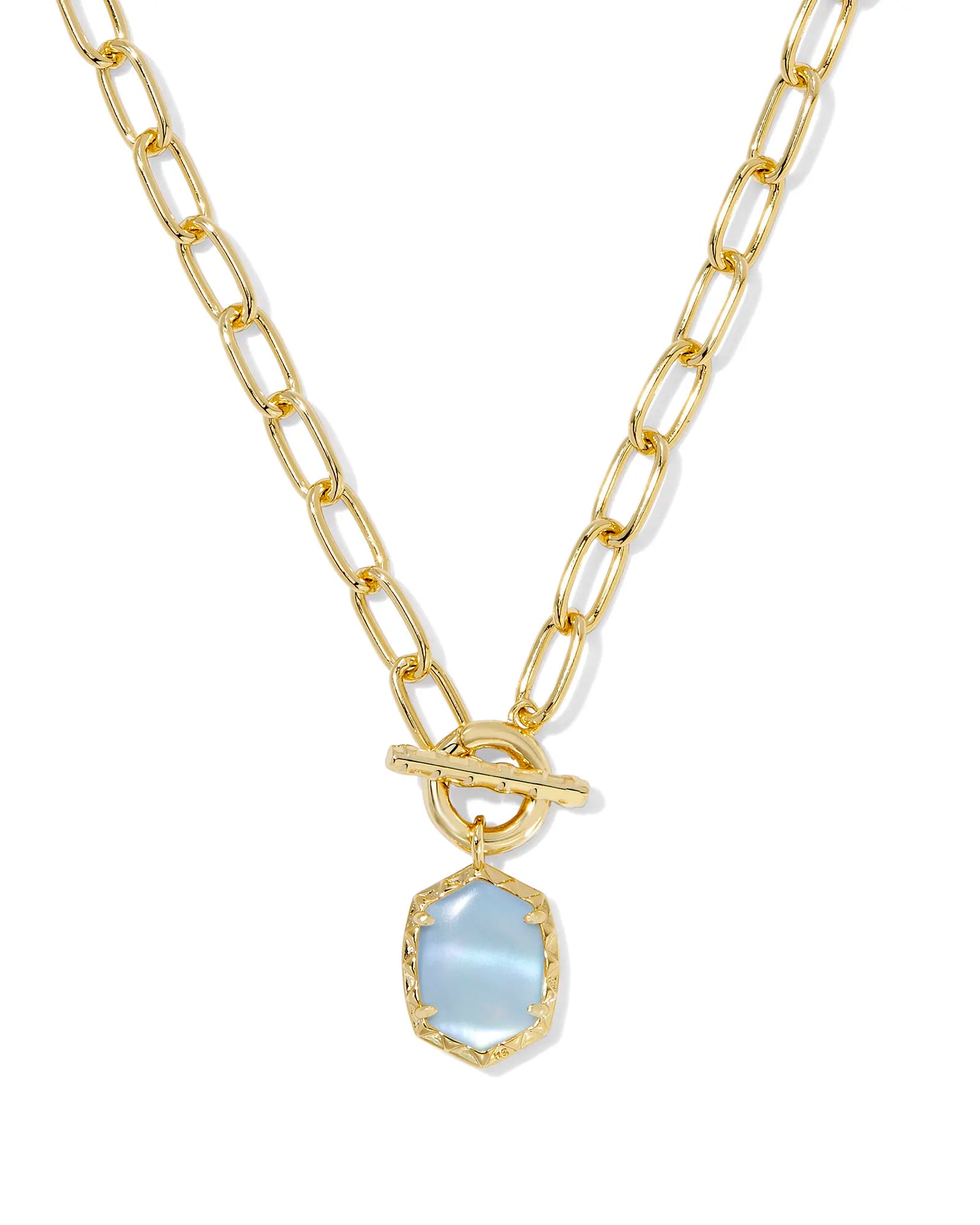 Kendra Scott Daphne Link Chain Necklace in Gold Light Blue MOP