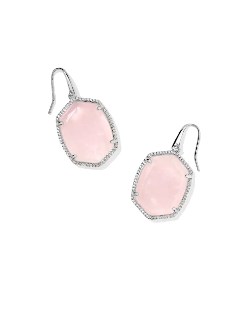 Kendra Scott: Daphne Pave Frame Drop Earrings in Silver