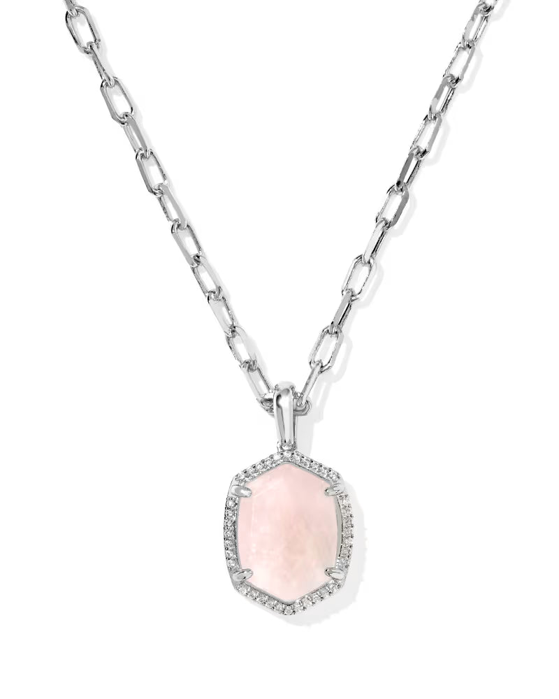 Kendra Scott: Daphne Pave Frame Short Pendant Necklace in Silver