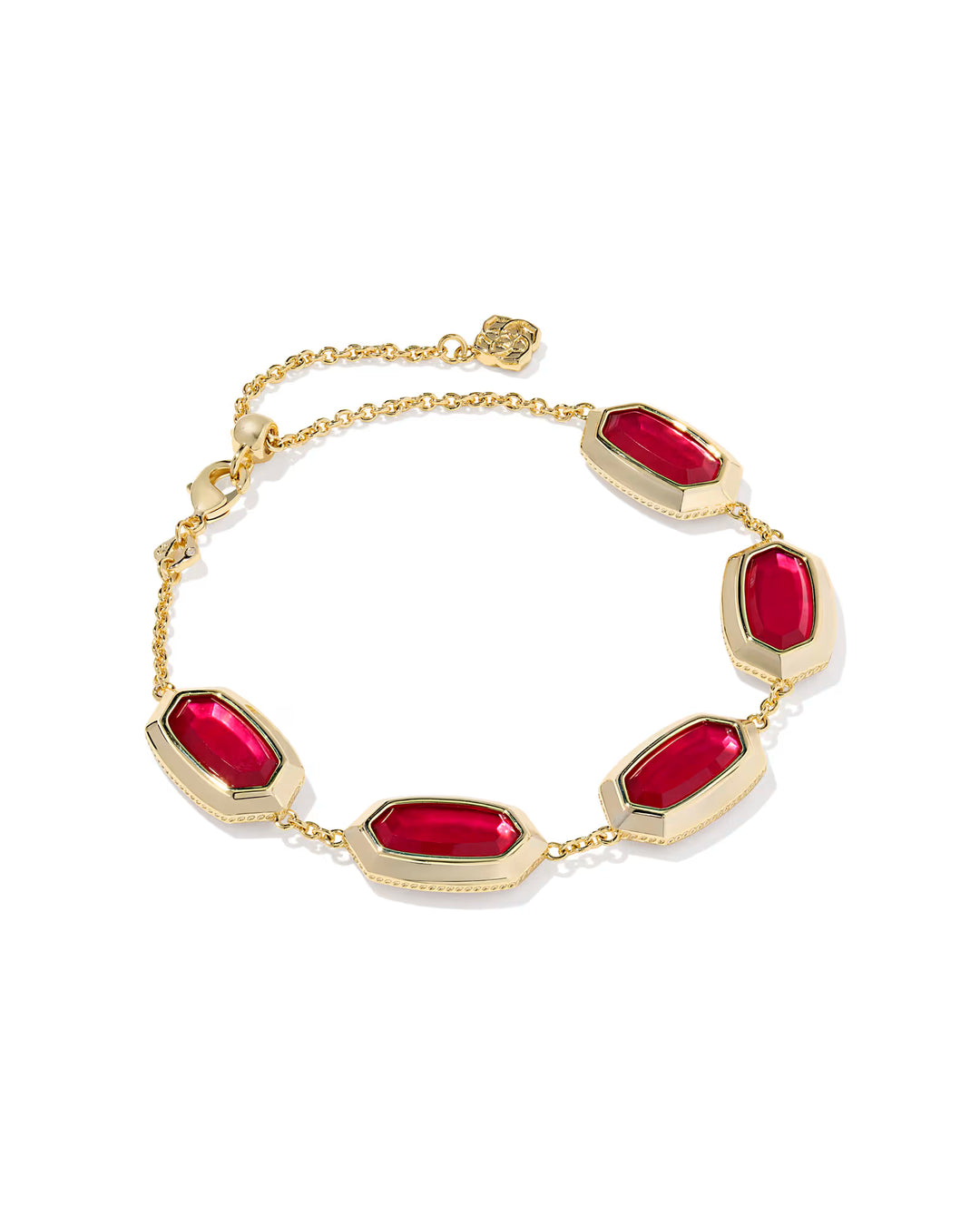 Kendra Scott: Elaina Bezel Delicate Chain Bracelet in Gold Carmine Red Illusion