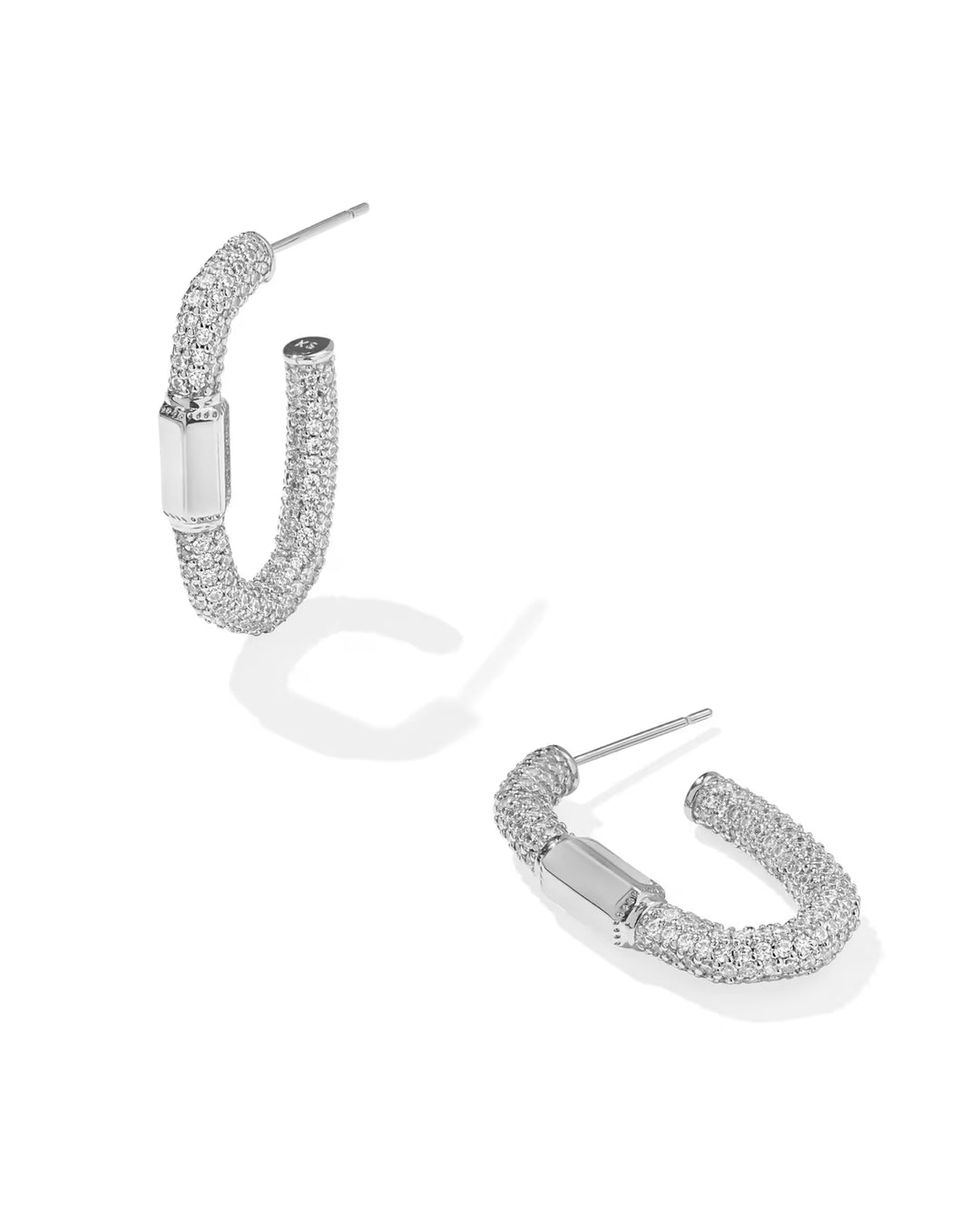 Kendra Scott: Emery Hoop Earrings in Silver White Crystal