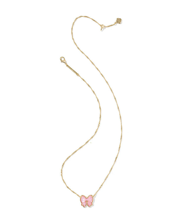 Kendra Scott: Haley Bow Short Pendant Necklace in Gold Blush Ivory MOP
