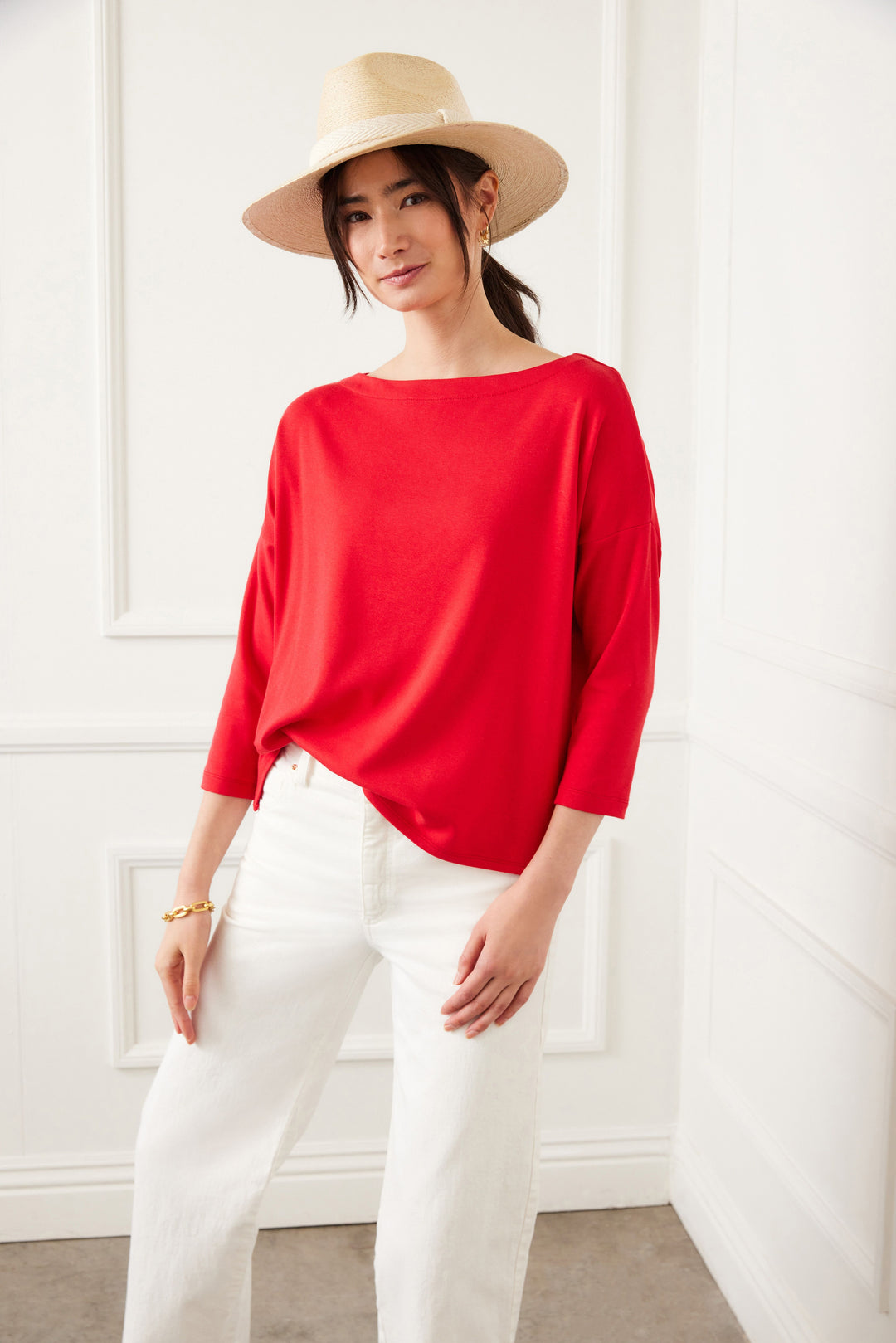 Karen Kane: Boatneck Top in Cherry