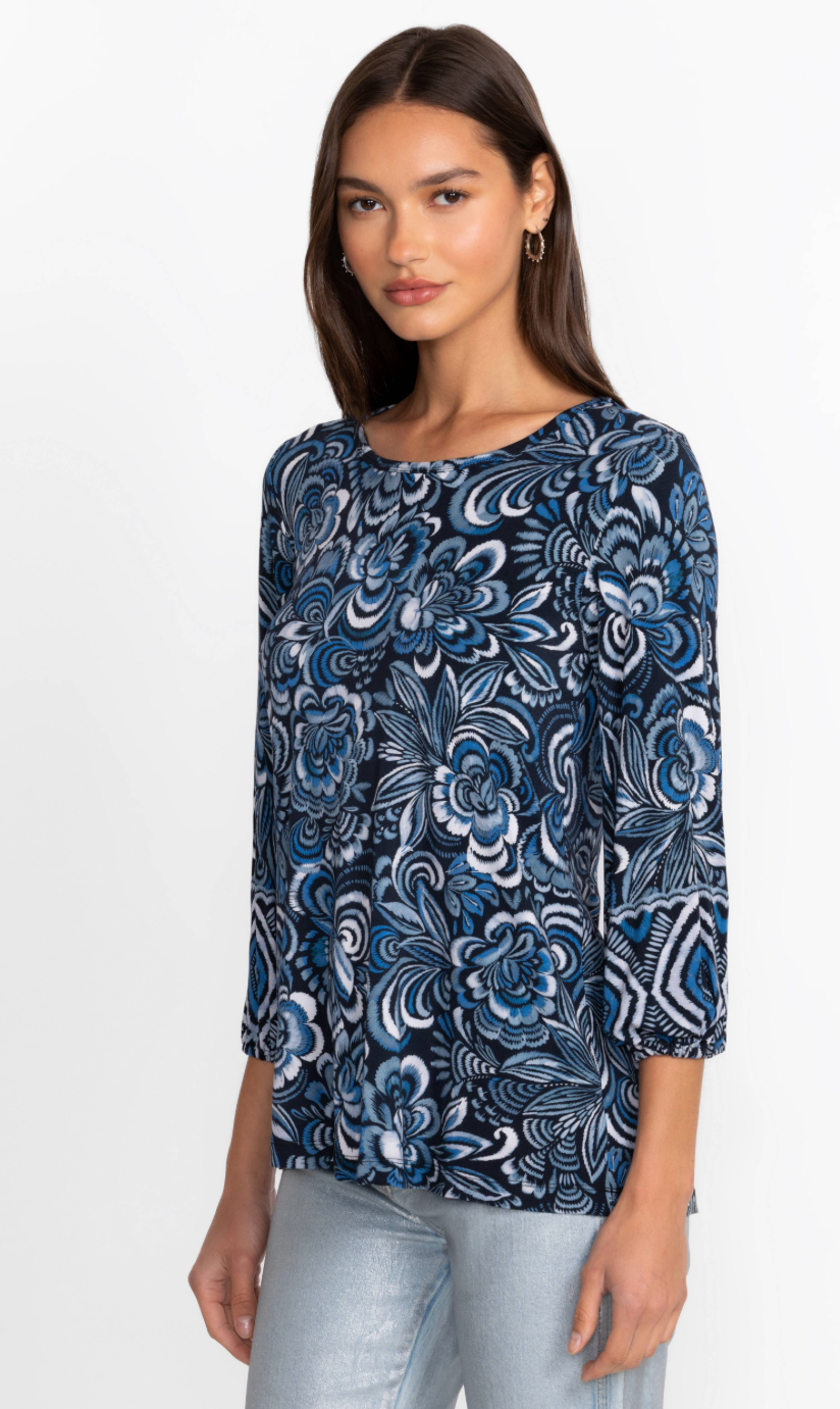 Johnny Was: The Janie Favorite Puff Sleeve Knit Tee in Feathery T12524-E