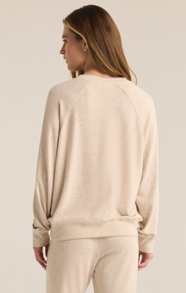 Z Supply: Cassie Wine Wonderland Top in Light Oatmeal Heather