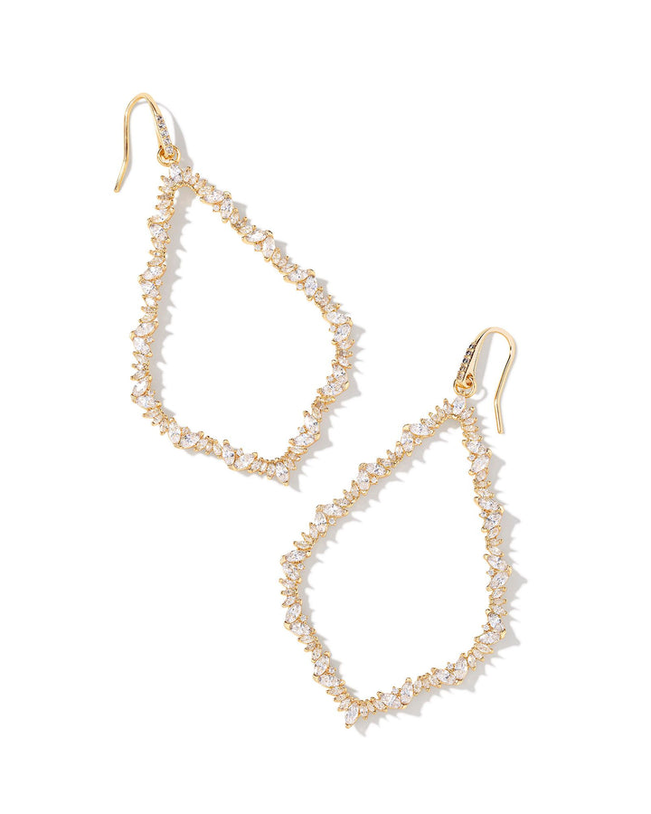 Kendra Scott: Sophee Crystal Open Frame Earrings in White Crystal