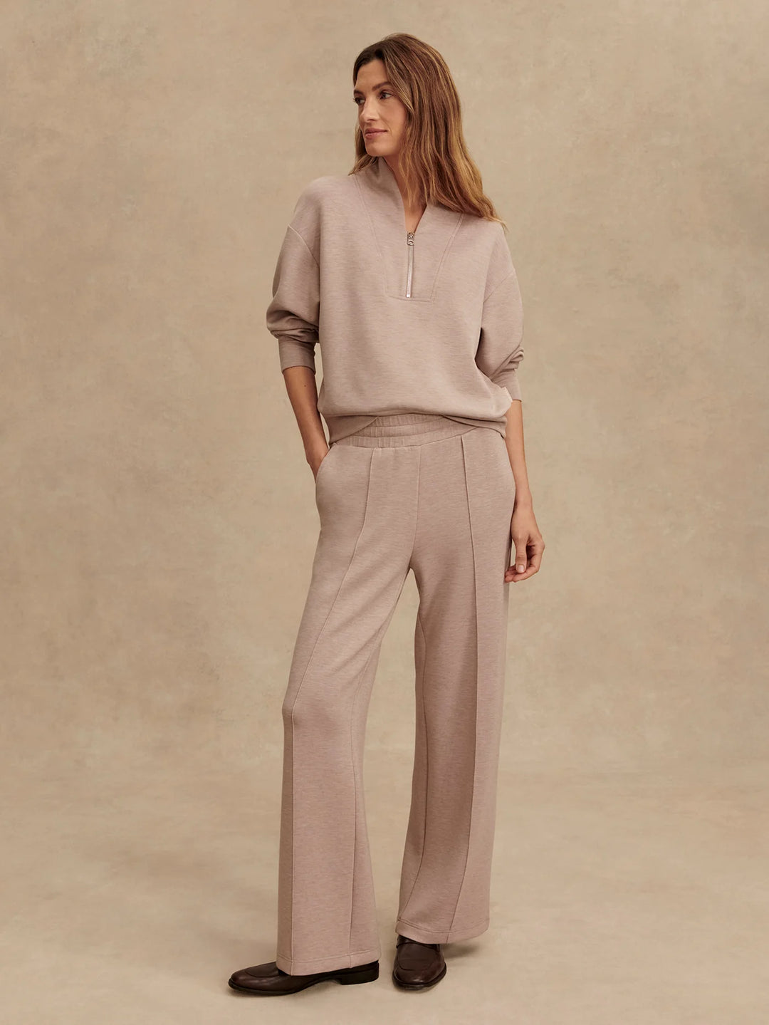 Varley: The Wide Leg Pant 28' in Taupe Marl (VAR02104)