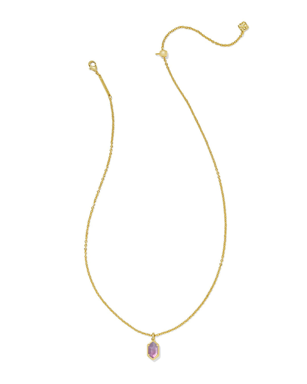 Kendra Scott: Hallie Short Pendant Necklace in Gold Purple Watercolor Illusion