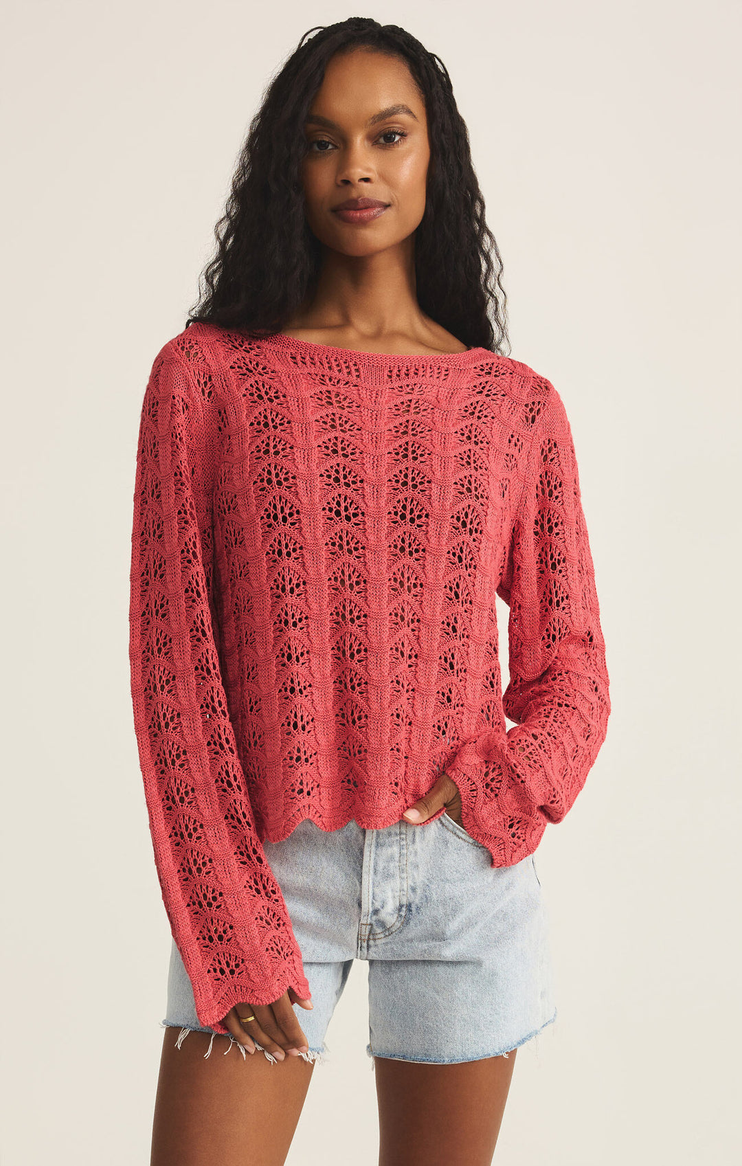 Z Supply: Azura Crochet Sweater in Persimmon